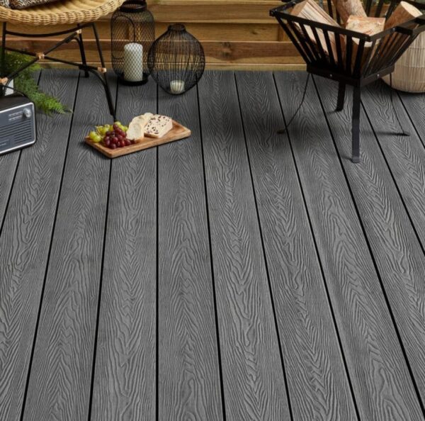 Tabla rustica deck WPC color gris grafito - Imagen 4