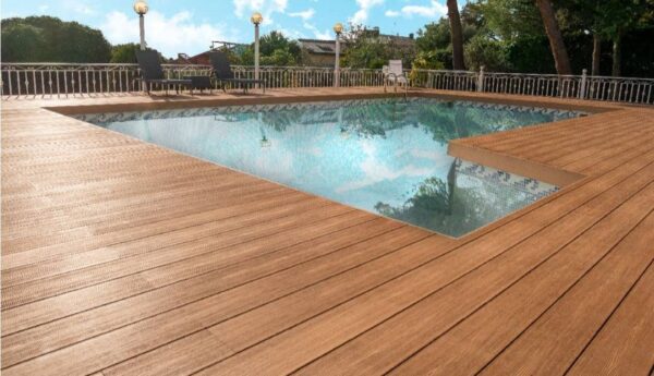 Tabla rustica deck WPC color café madera - Imagen 6